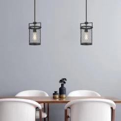 Cooper 6.25 in. x 7.5 in. x 12.38 in. 1-Light Guilded Iron and Seaside Oak Mini Pendant by Worldwide Lighting -Thomas Lighting Sales guilded iron seaside oak worldwide lighting pendant lights e80070 020 31 1000