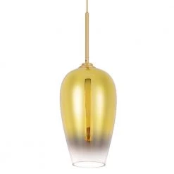 Phantasm II 7 in. x 7 in. x 17.8 in. 1-Light Light Gold Finish Champagne Graduated Color Glass Pendant by Worldwide Lighting -Thomas Lighting Sales light gold worldwide lighting pendant lights e80009 014 1f 1000