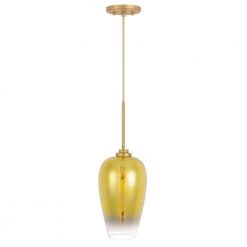 Phantasm II 7 in. x 7 in. x 17.8 in. 1-Light Light Gold Finish Champagne Graduated Color Glass Pendant by Worldwide Lighting -Thomas Lighting Sales light gold worldwide lighting pendant lights e80009 014 4f 1000