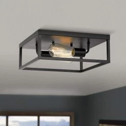 Concord 12.75 in. x 12.75 in. x 5 in. 2-Light Matte Black Flush Mount by Worldwide Lighting -Thomas Lighting Sales matte black worldwide lighting flush mount lights e30020 001 31 1000