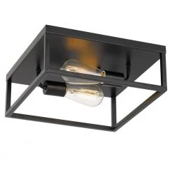 Concord 12.75 in. x 12.75 in. x 5 in. 2-Light Matte Black Flush Mount by Worldwide Lighting -Thomas Lighting Sales matte black worldwide lighting flush mount lights e30020 001 4f 1000
