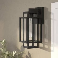 Tahoma 1-Light Matte Black Outdoor Wall Lantern Sconce by Worldwide Lighting -Thomas Lighting Sales matte black worldwide lighting outdoor sconces e10005 001 40 1000
