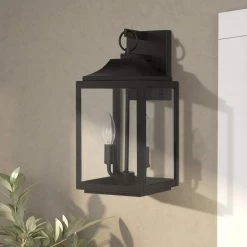 Mali 2-Light Matte Black Outdoor Wall Lantern Sconce by Worldwide Lighting -Thomas Lighting Sales matte black worldwide lighting outdoor sconces e10008 001 40 1000