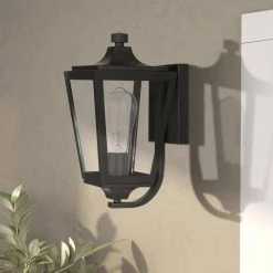 Drayton 1-Light Matte Black Painted Outdoor Wall Lantern Sconce by Worldwide Lighting -Thomas Lighting Sales matte black worldwide lighting outdoor sconces e10009 001 40 1000