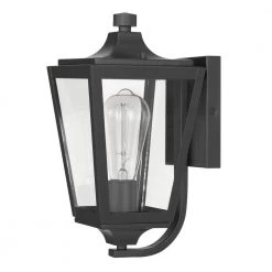 Drayton 1-Light Matte Black Painted Outdoor Wall Lantern Sconce by Worldwide Lighting -Thomas Lighting Sales matte black worldwide lighting outdoor sconces e10009 001 4f 1000