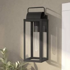 Ashley 1-Light Matte Black Painted Outdoor Wall Lantern Sconce by Worldwide Lighting -Thomas Lighting Sales matte black worldwide lighting outdoor sconces e10014 001 40 1000