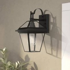 Sullivan 1-Light Matte Black Painted Outdoor Wall Lantern Sconce by Worldwide Lighting -Thomas Lighting Sales matte black worldwide lighting outdoor sconces e10015 001 40 1000