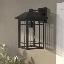 Timberlake 1-Light Matte Black Painted Outdoor Wall Lantern Sconce by Worldwide Lighting -Thomas Lighting Sales matte black worldwide lighting outdoor sconces e10020 001 40 1000