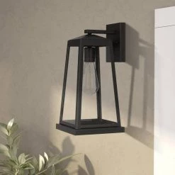 Edisto 1-Light Matte Black Painted Outdoor Wall Lantern Sconce Lamp by Worldwide Lighting -Thomas Lighting Sales matte black worldwide lighting outdoor sconces e10024 001 76 1000