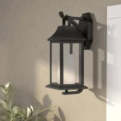 Boston 1-Light Matte Black Outdoor Wall Lantern Sconce Light with Opal White Glass by Worldwide Lighting -Thomas Lighting Sales matte black worldwide lighting outdoor sconces e10026 001 40 1000