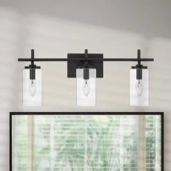 Raleigh 3-Light Matte Black Finish Vanity Light 6 in. x 24 in. x 9.63 in. by Worldwide Lighting -Thomas Lighting Sales matte black worldwide lighting vanity lighting e20005 001 e1 1000