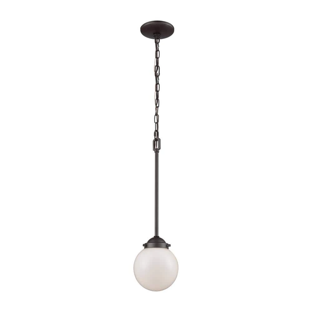 Beckett Small 1-Light Oil Rubbed Bronze with Opal White Glass Pendant by Thomas Lighting 3 Beckett Small 1-Light Oil Rubbed Bronze with Opal White Glass Pendant by Thomas Lighting