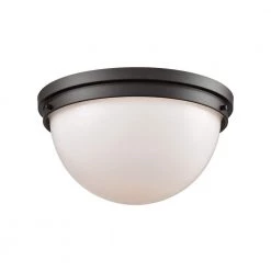 Beckett 2-Light Oil Rubbed Bronze With Opal White Glass Flushmount by Thomas Lighting