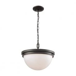 Beckett 3-Light Oil Rubbed Bronze with Opal White Glass Pendant by Thomas Lighting