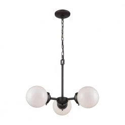 Beckett 3-Light Oil Rubbed Bronze Chandelier With Opal White Glass Shades by Thomas Lighting