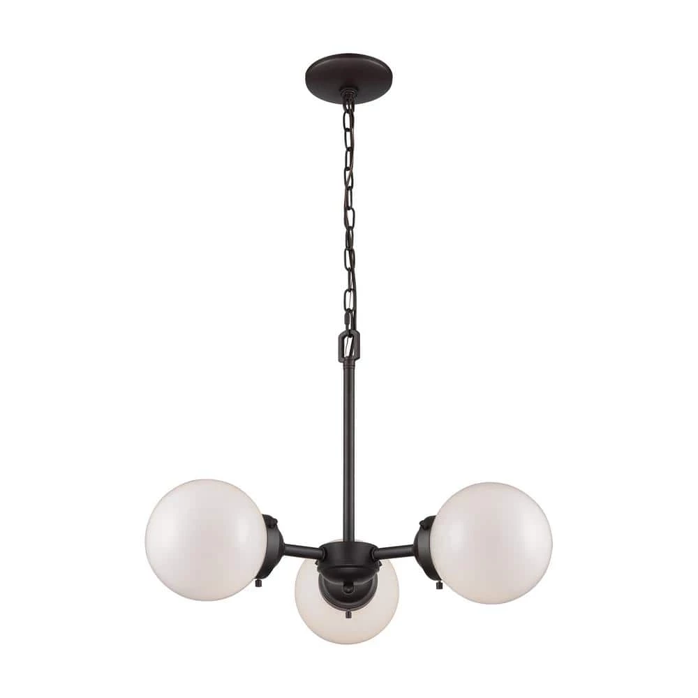 Beckett 3-Light Oil Rubbed Bronze Chandelier With Opal White Glass Shades by Thomas Lighting 3 Beckett 3-Light Oil Rubbed Bronze Chandelier With Opal White Glass Shades by Thomas Lighting