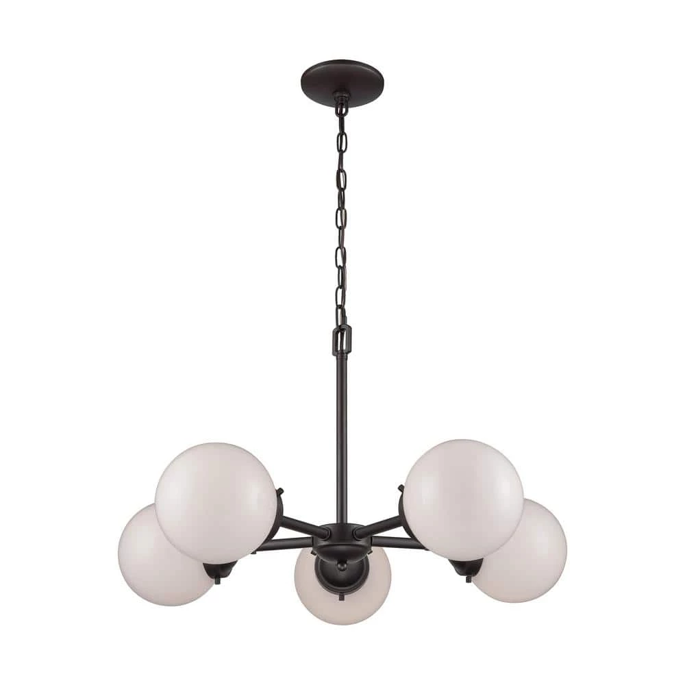 Beckett 5-Light Oil Rubbed Bronze Chandelier With Opal White Glass Shades by Thomas Lighting 3 Beckett 5-Light Oil Rubbed Bronze Chandelier With Opal White Glass Shades by Thomas Lighting