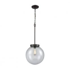Beckett Large 1-Light Oil Rubbed Bronze with Clear Glass Pendant by Thomas Lighting