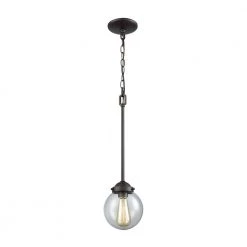Beckett Small 1-Light Oil Rubbed Bronze with Clear Glass Pendant by Thomas Lighting