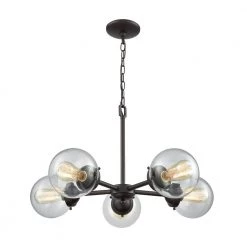 Beckett 5-Light Oil Rubbed Bronze Chandelier With Clear Glass Shades by Thomas Lighting