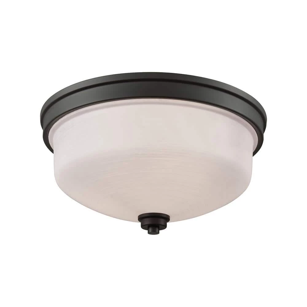 Casual Mission 3-Light Oil Rubbed Bronze With White Lined Glass Flushmount by Thomas Lighting 3 Casual Mission 3-Light Oil Rubbed Bronze With White Lined Glass Flushmount by Thomas Lighting