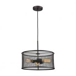 Williamsport 3-Light Oil Rubbed Bronze Chandelier With Metal Drum Shade by Thomas Lighting