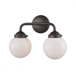 Beckett 2-Light Oil Rubbed Bronze and Opal White Glass Bath Light by Thomas Lighting