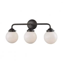 Beckett 3-Light Oil Rubbed Bronze and Opal White Glass Bath Light by Thomas Lighting