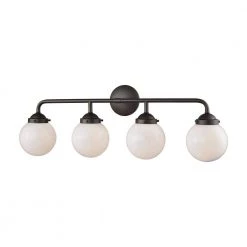 Beckett 4-Light Oil Rubbed Bronze and Opal White Glass Bath Light by Thomas Lighting