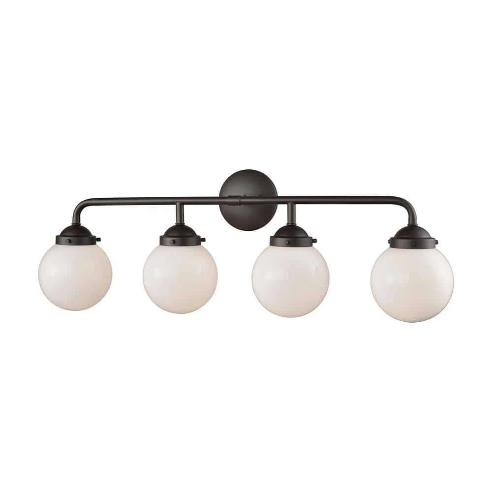 Beckett 4-Light Oil Rubbed Bronze and Opal White Glass Bath Light by Thomas Lighting 3 Beckett 4-Light Oil Rubbed Bronze and Opal White Glass Bath Light by Thomas Lighting