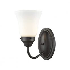 Califon 1-Light Oil Rubbed Bronze With White Glass Bath Light by Thomas Lighting