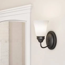 Califon 1-Light Oil Rubbed Bronze With White Glass Bath Light by Thomas Lighting -Thomas Lighting Sales oil rubbed bronze thomas lighting vanity lighting cn570171 a0 1000