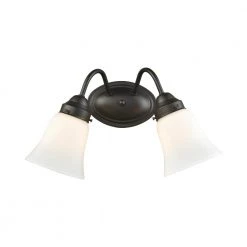 Califon 2-Light Oil Rubbed Bronze With White Glass Bath Light by Thomas Lighting