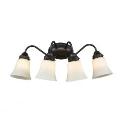 Califon 4-Light Oil Rubbed Bronze With White Glass Bath Light by Thomas Lighting