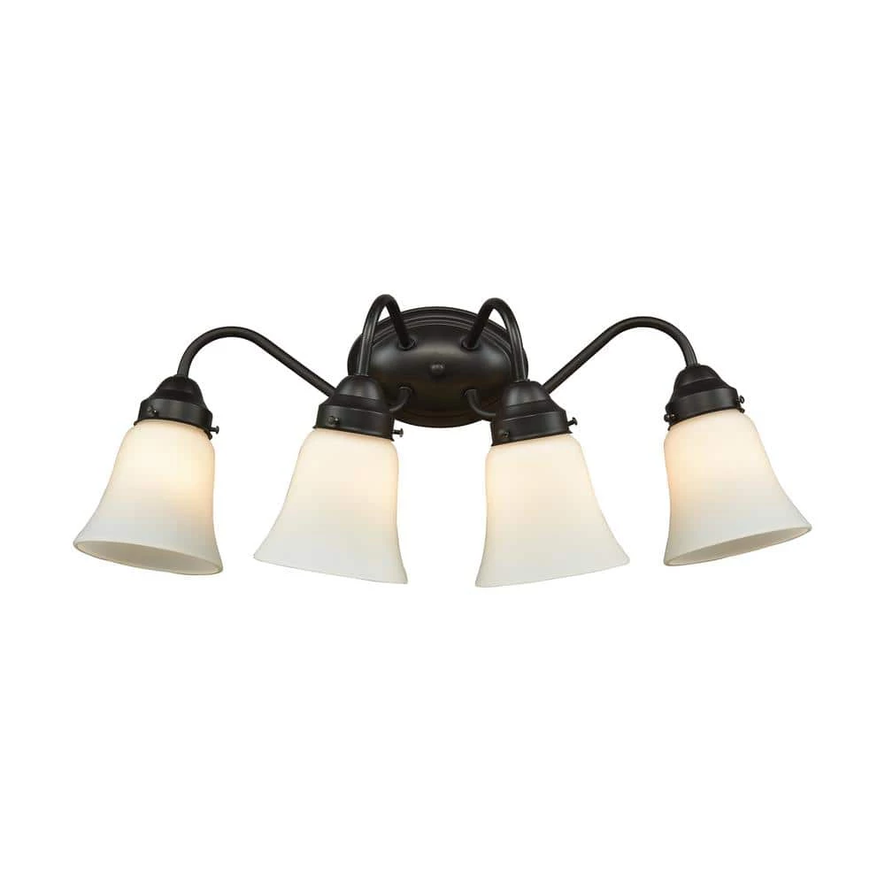 Califon 4-Light Oil Rubbed Bronze With White Glass Bath Light by Thomas Lighting 3 Califon 4-Light Oil Rubbed Bronze With White Glass Bath Light by Thomas Lighting