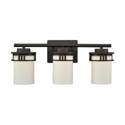 Ravendale 3-Light Oil Rubbed Bronze With Opal White Glass Bath Light by Thomas Lighting
