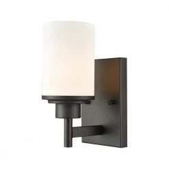 Belmar 1-Light Oil Rubbed Bronze With Opal White Glass Bath Light by Thomas Lighting