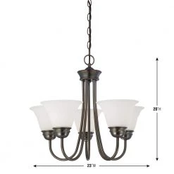 Bella 5-Light Oiled Bronze Chandelier with Etched Glass Shade by Thomas Lighting -Thomas Lighting Sales oiled bronze thomas lighting chandeliers sl805115 c3 1000