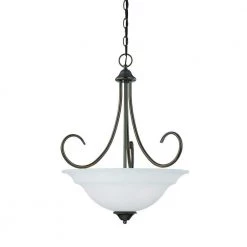 Bella 3-Light Oiled Bronze Pendant with Etched Glass Shade by Thomas Lighting