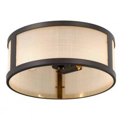 Calais 11.8 in. x 11.8 in. x 5.8 in. 2-Light ORB Finish Linen Glass Flush Mount by Worldwide Lighting -Thomas Lighting Sales oiled rubbed bronze worldwide lighting flush mount lights e30010 013 44 1000