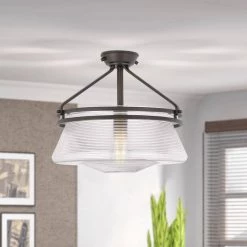 O'Keefe 14 in. x 14 in. x 13 in. 1-Light ORB Embossed glass Semi-Flush Mount by Worldwide Lighting -Thomas Lighting Sales orb embossed glass worldwide lighting flush mount lights e30005 013 31 1000