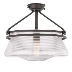 O'Keefe 14 in. x 14 in. x 13 in. 1-Light ORB Embossed glass Semi-Flush Mount by Worldwide Lighting