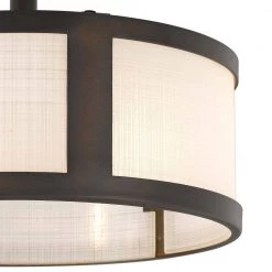 Calais 11.8 in. x 11.8 in. x 9 in. 2-Light ORB Finish Linen Glass Semi-Flush Mount by Worldwide Lighting -Thomas Lighting Sales orb silk screen glass worldwide lighting flush mount lights e30011 013 44 1000