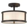 Calais 11.8 in. x 11.8 in. x 9 in. 2-Light ORB Finish Linen Glass Semi-Flush Mount by Worldwide Lighting -Thomas Lighting Sales orb silk screen glass worldwide lighting flush mount lights e30011 013 64 1000