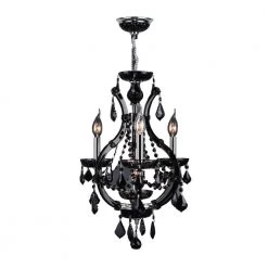 Lyre Collection 4-Light Chrome with Black Crystal Chandelier by Worldwide Lighting
