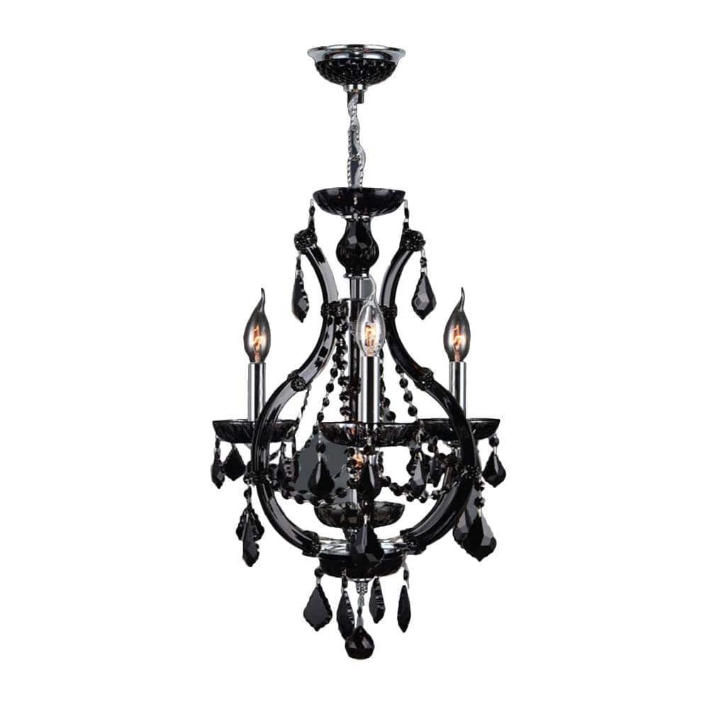 Lyre Collection 4-Light Chrome with Black Crystal Chandelier by Worldwide Lighting 3 Lyre Collection 4-Light Chrome with Black Crystal Chandelier by Worldwide Lighting