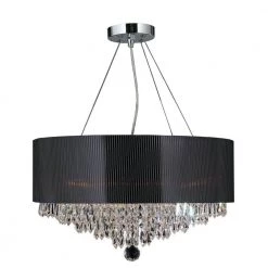Gatsby Collection 8-Light Polished Chrome and Clear Crystal Chandelier with Drum Shade by Worldwide Lighting