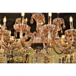 Carnivale 18-Light Polished Chrome and Golden Teak Crystal Chandelier by Worldwide Lighting -Thomas Lighting Sales polished chrome finish golden teak crystal worldwide lighting chandeliers w83178c36 gt 1f 1000
