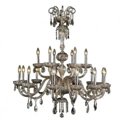 Carnivale 18-Light Polished Chrome and Golden Teak Crystal Chandelier by Worldwide Lighting