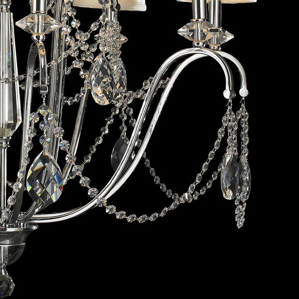 Innsbruck 12-Light Polished Chrome and Clear Crystal Chandelier with Fabric Shade by Worldwide Lighting 6 Innsbruck 12-Light Polished Chrome and Clear Crystal Chandelier with Fabric Shade by Worldwide Lighting - Image 4